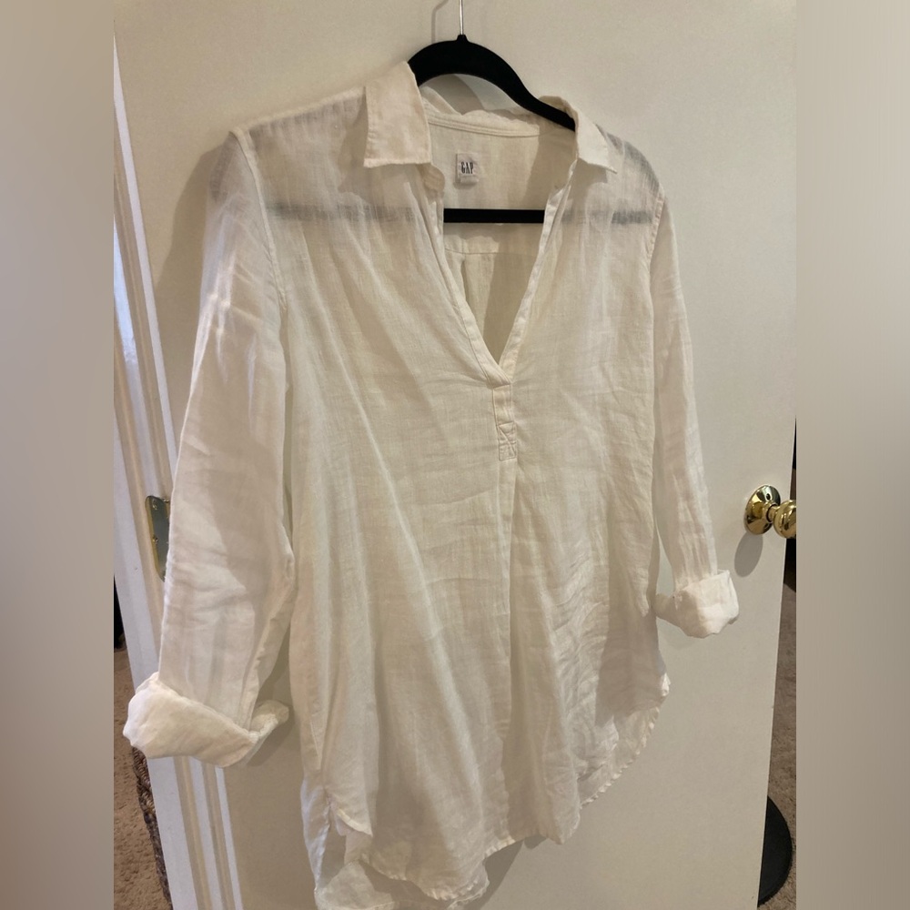 White authentic linen tunic shirt.